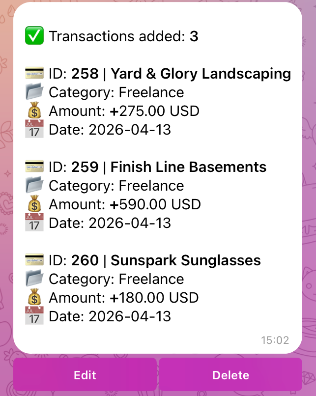 Adding a payment in Marta